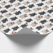 Santa Pug Puppy Holiday Kerstmis Cheer Dog Cadeaupapier (Hoek)