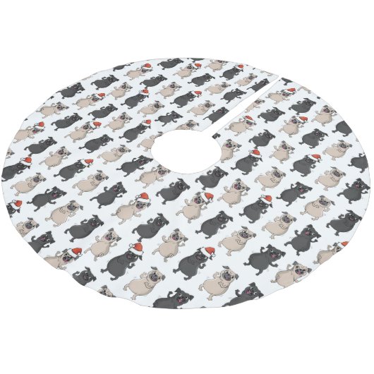 Santa Pug Puppy Holiday Pooch Aangepaste Kerstmis Kerstboom Rok (Gekanteld)