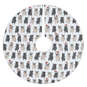 Santa Pug Puppy Holiday Pooch Aangepaste Kerstmis Kerstboom Rok