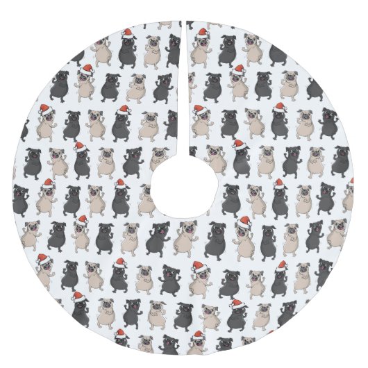 Santa Pug Puppy Holiday Pooch Aangepaste Kerstmis Kerstboom Rok (Voorkant)
