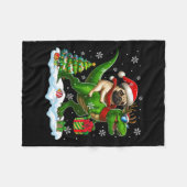 Santa Pug Riding Reindeer T-rex Christmas Kinder T Fleece Deken (Voorkant (Horizontaal))