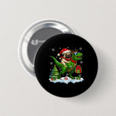 Santa Pug Riding Reindeer T-rex Christmas Kinder T Ronde Button 5,7 Cm (Voorkant /achterkant)