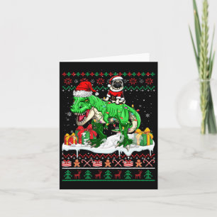 Santa Pug Riding T-rex Kersttrui Lover Eigen Kaart