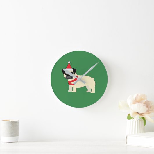 Santa Pug Ronde Klok (Huis)