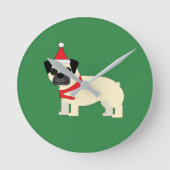 Santa Pug Ronde Klok (Voorkant)