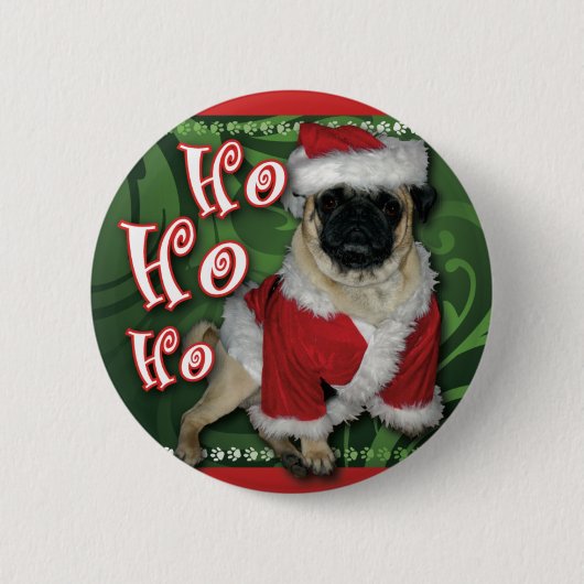 Santa Pug Round-Button Ronde Button 5,7 Cm (Voorkant)