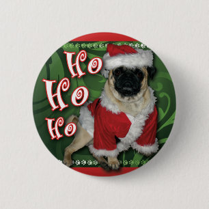 Santa Pug Round-Button Ronde Button 5,7 Cm