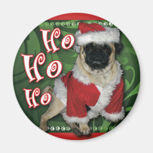 Santa Pug Round Magnet