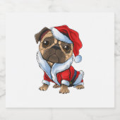 Santa Pug Schattige Pug in Santa Costume Sparkling Wijnetiket (Enkel label)