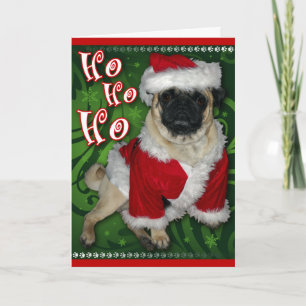 Santa Pug-Wenskaart Feestdagen Kaart