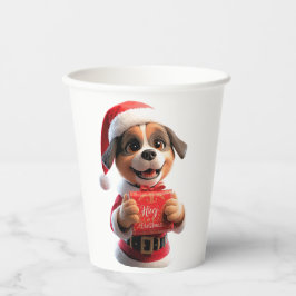 Santa Pup zegt: Knuffel Kerstmis! 🎅🐾 Papieren Bekers