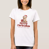 Santa Puppy Kerst T-shirt - Schattige Vakantie T-s (Voorkant)