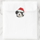 Santa Puppy Ronde Sticker (Tas)