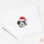 Santa Puppy Ronde Sticker (Envelop)