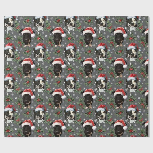 Santa Pups Wrapping Paper Cadeaupapier (Vlak)