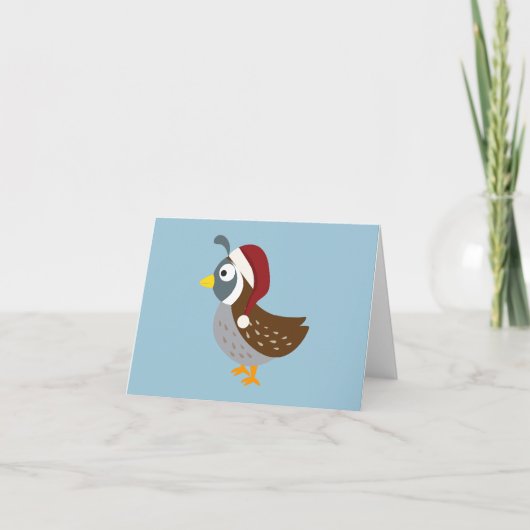 Santa Quail Feestdagen Kaart (Voorkant)