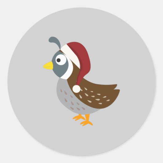 Santa Quail Ronde Sticker (Voorkant)