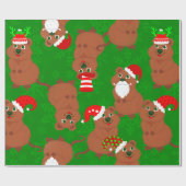 Santa Quokka Australische kerst sneeuwvlokken Cadeaupapier (Vlak)