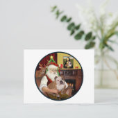 Santa (R) - Engels Bulldog 1 Feestdagenkaart (Staand voorkant)