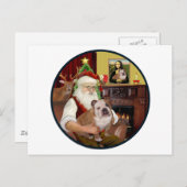 Santa (R) - Engels Bulldog 1 Feestdagenkaart (Voorkant / Achterkant)