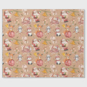 Santa Rabbit Fox Winter Holiday Patroon Cadeaupapier (Vlak)