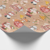 Santa Rabbit Fox Winter Holiday Patroon Cadeaupapier (Hoek)