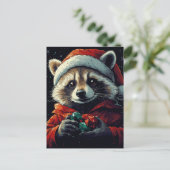 Santa Raccoon Briefkaart (Staand voorkant)