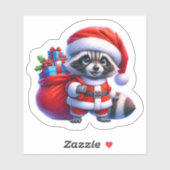 Santa Raccoon met kerstcadeaus Sticker (Vel)