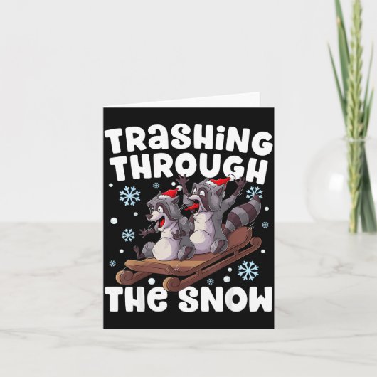 Santa Racoon Trashing Through The Snow Cute Christ Kaart (Voorkant)