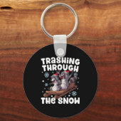 Santa Racoon Trashing Through The Snow Cute Christ Sleutelhanger (Voorkant)