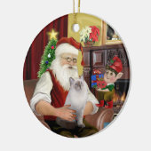 Santa - Ragdoll kat (blauw zeehondenpunt) Keramisch Ornament (Links)