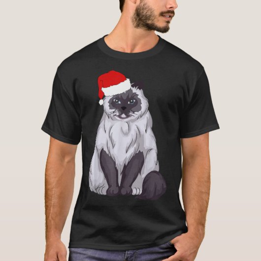 Santa Ragdoll Kat Kerstmis Pyjama Grappig Kerstcad T-shirt (Voorkant)