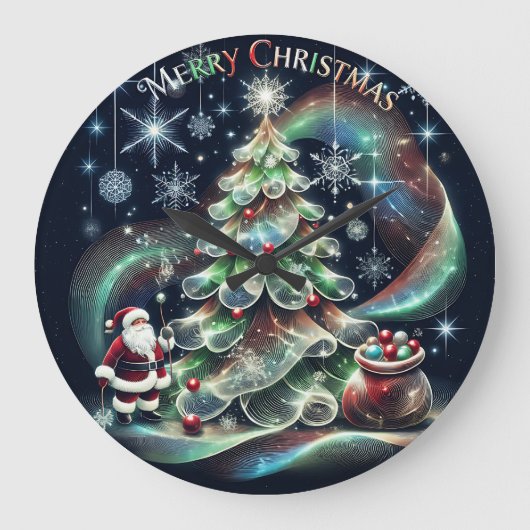 Santa Rainbow Lights Christmas Grote Klok (Voorkant)