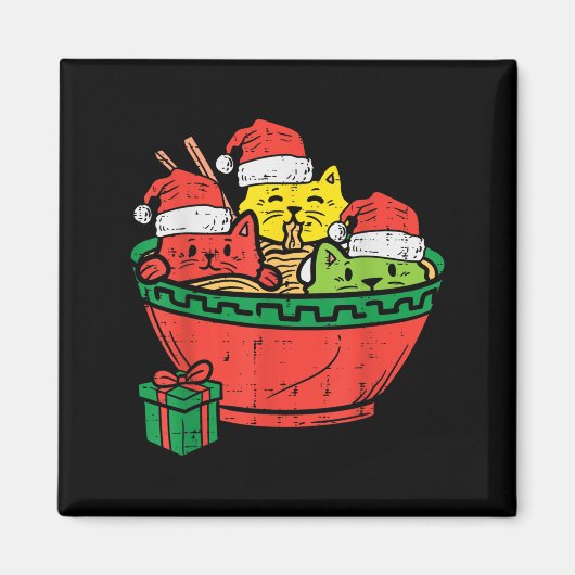 Santa Ramen Cats Anime Christmas Xmas Kids Girls M Magneet (Voorkant)