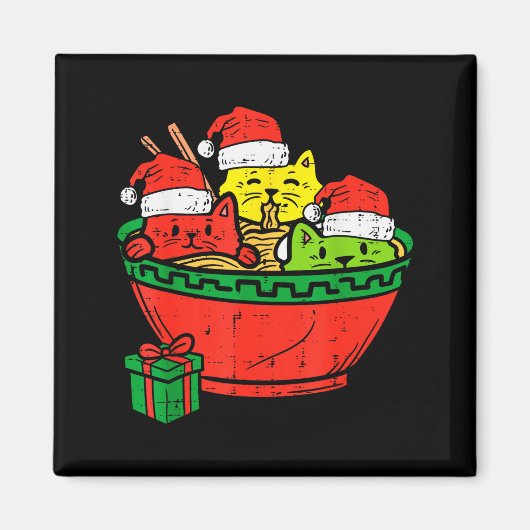 Santa Ramen Cats Anime Christmas Xmas Kids Girls M Magneet (Voorkant)