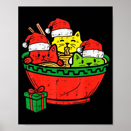 Santa Ramen Cats Anime Christmas Xmas Kids Girls M Poster (Voorkant)