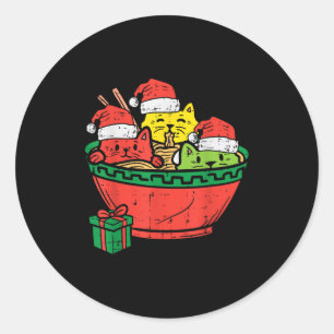 Santa Ramen Cats Anime Kerstmis Xmas Kinderen Meis Ronde Sticker