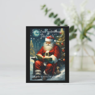 Santa Reading Boek Grappig Quote Kerstvakantie Briefkaart