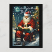 Santa Reading Boek Grappig Quote Kerstvakantie Briefkaart (Voorkant)
