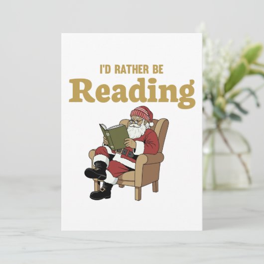 Santa Reading Feestdagenkaart (Staand voorkant)