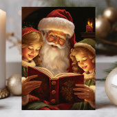  Santa Reading Voor Kinderen Feestdagen Kaart