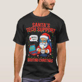 Santa Rebooting Support Engineer s Tech Humor T-shirt (Voorkant)