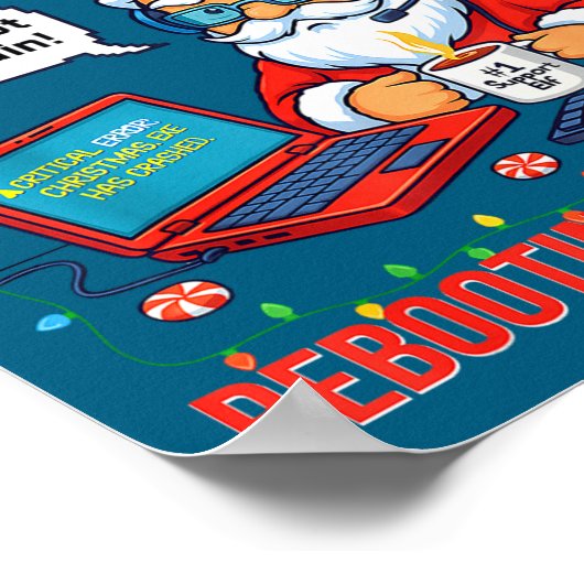 Santa Rebooting Support Engineer s Tech Joke Poster (Hoek)