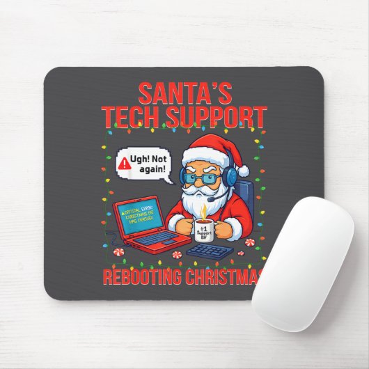 Santa Rebooting Support Engineer s Tech Smile Muismat (Met muis)