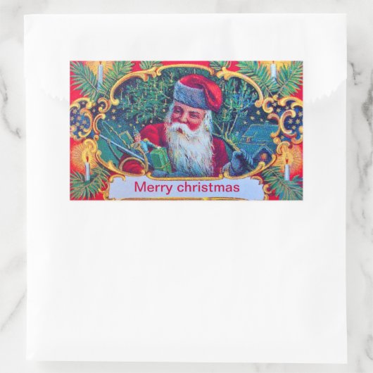 SANTA RECHTHOEKIGE STICKER (Tas)