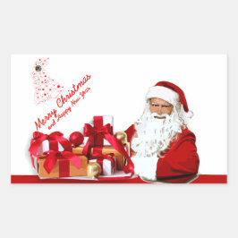 Santa Rectangle-Stickers, glanzend Rechthoekige Sticker