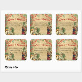  Santa Red Berry Winter Greens Vierkante Sticker (Vel)