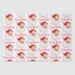 Santa Red Christmas Persoonlijke naam Tissuepapier<br><div class="desc">kerstman en gepersonaliseerd met naam in rood.</div>
