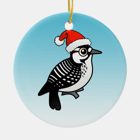 Santa Red-cockaded Woodpecker Kerstmis Keramisch Ornament (Voorkant)