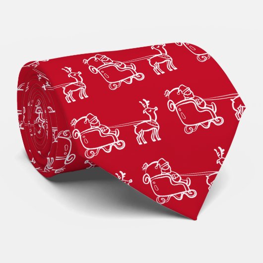  Santa Red Festive Favors Humor Retro Stropdas (Opgerold)